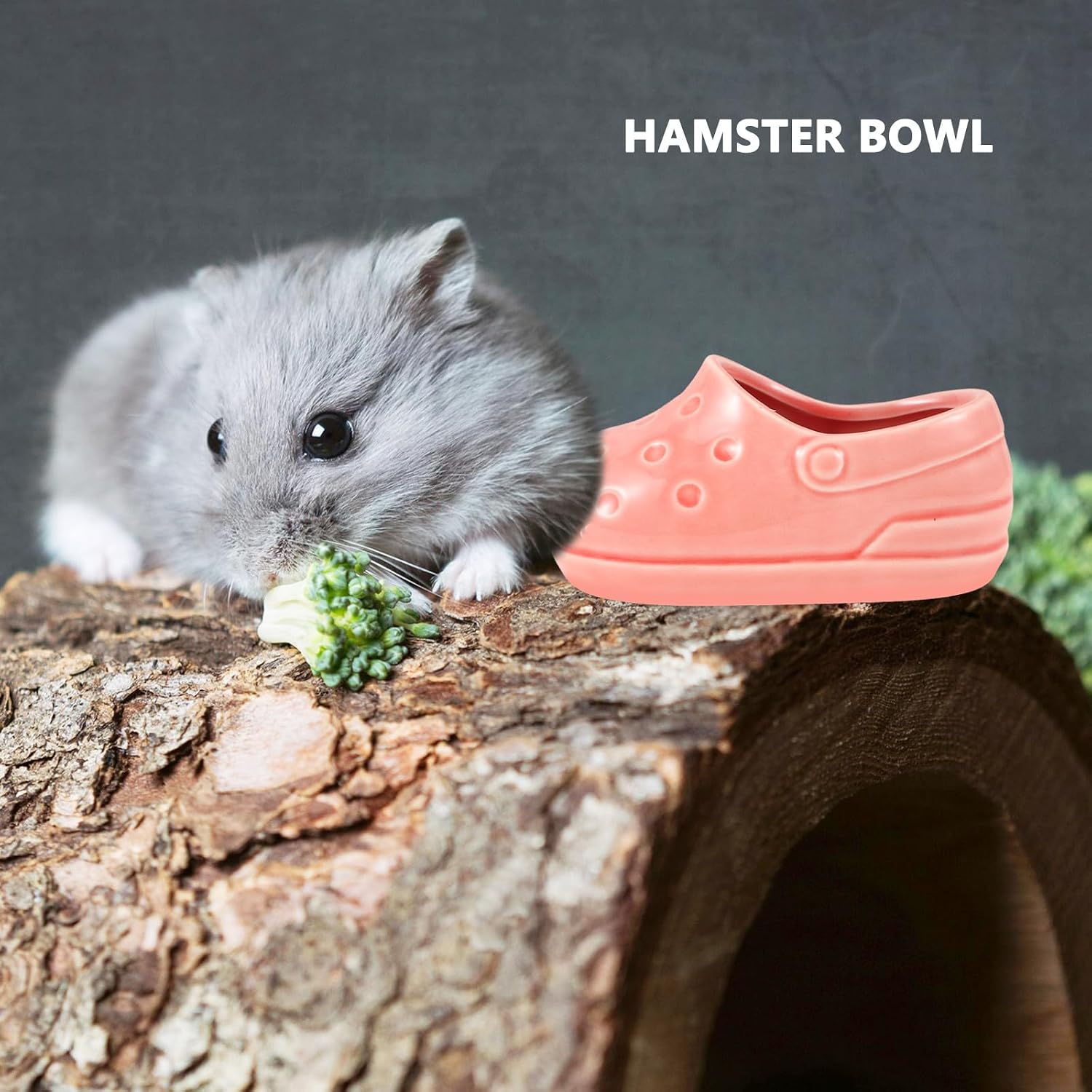 UPKOCH Ceramic Hamster Food Bowl Small Animal Pet Feeding Dish Non-tip Compact Design Pink Shoe-Shaped Bowl for Hamsters Rabbits Chinchillas and Hedgehogs