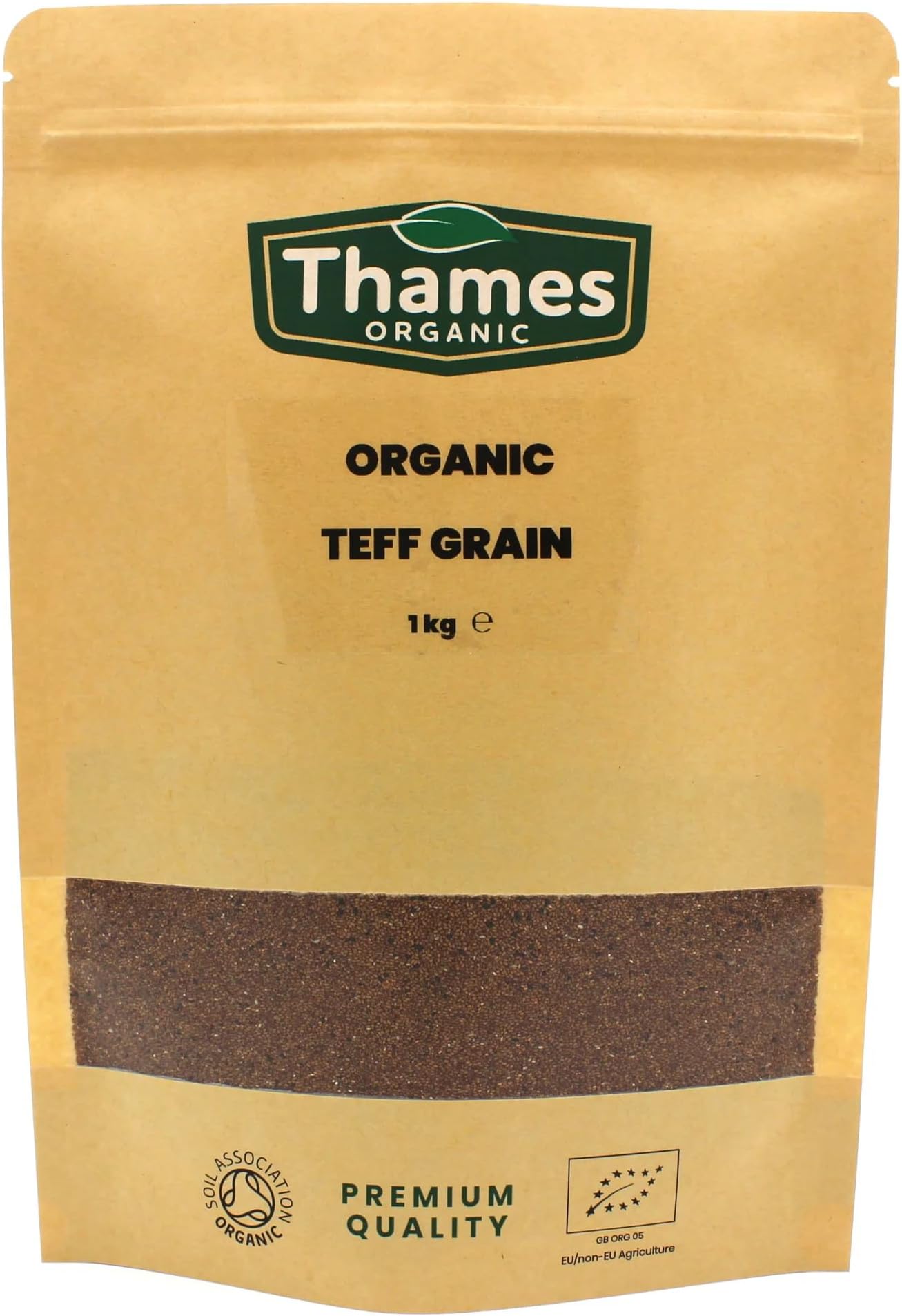 Organic Teff Grain - Raw, Vegan, No Additives, No Preservatives, GMO Free, High in Protein and Fibre for Cooking and Baking by Thames Organic 1kg