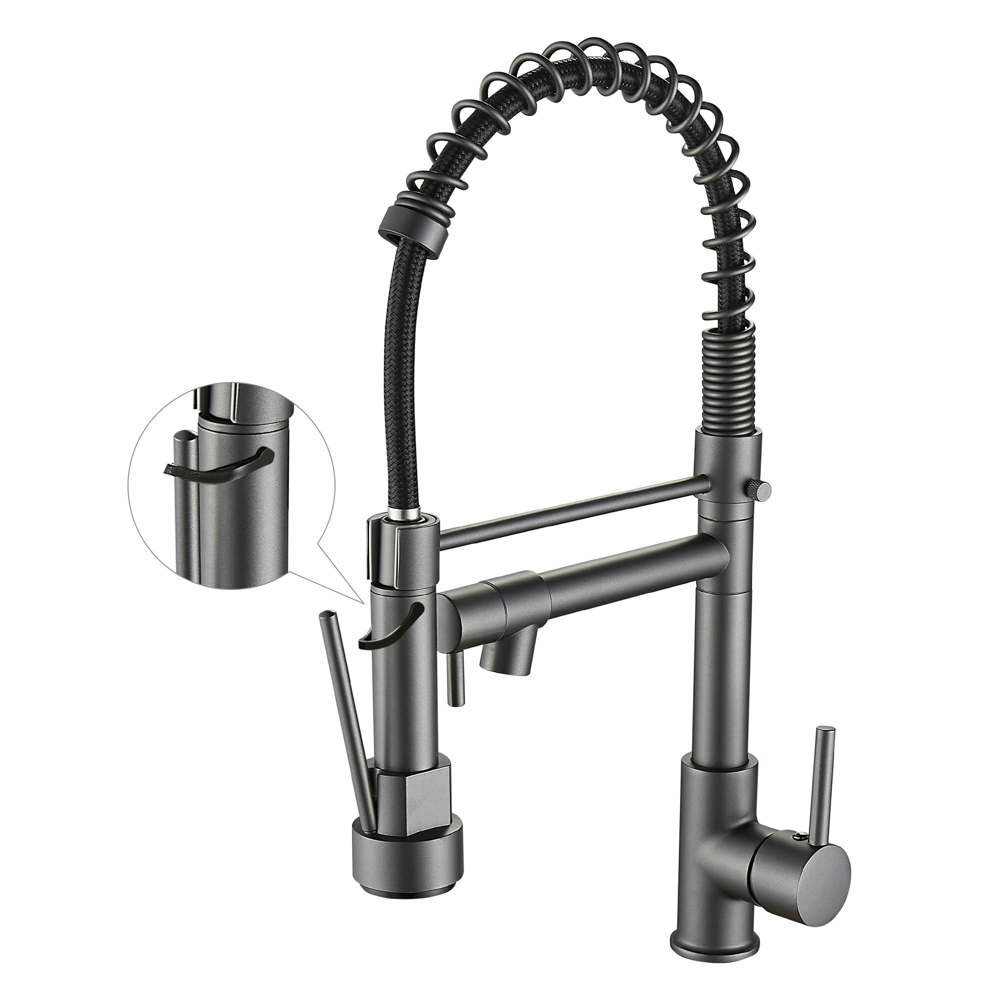 Kitchen Faucet with Pull Down Sprayer High Arc Single Handle Spring Water Tap Kitchen Sink Faucet,Grey