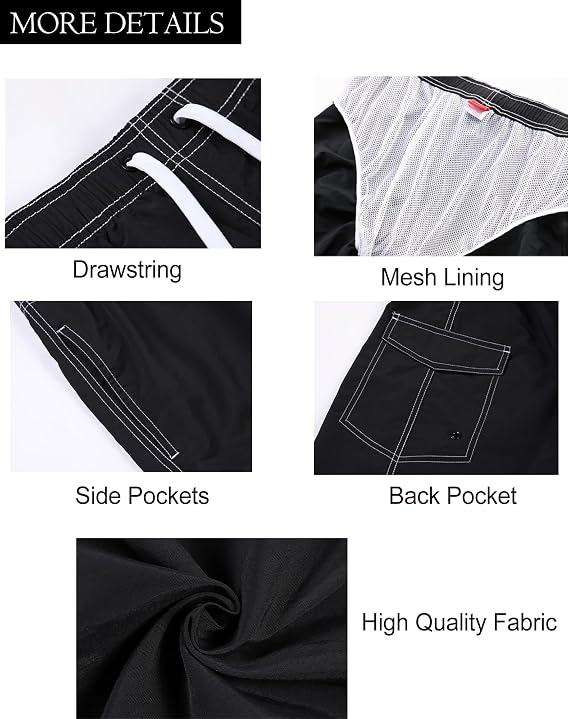 Men's Quick Dry Swim Trunks Board Shorts Swimwear Bathing Suits | Swimwear, Bathing Suit, Lightweight, Breathable, Drawstring Waist, Side Pockets, Above Knee, Surf, Beach,Gym, Vacation