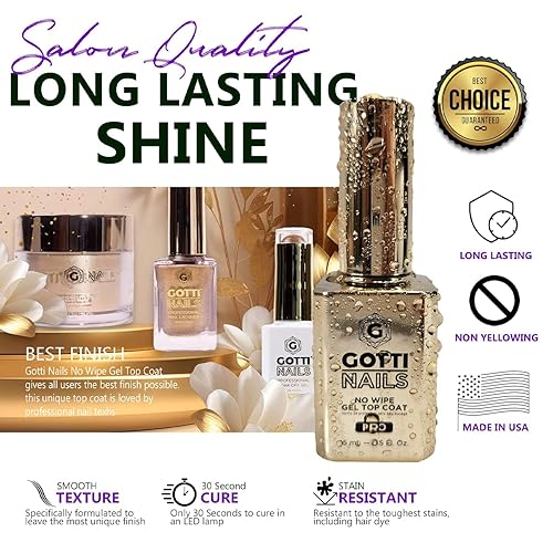 Miniatura 2 de Gotti Nails La mejor capa superior de gel no se limpia 05 onzas 05fl oz Esmalte súper brillante de alto brillo LED UV Remoja
