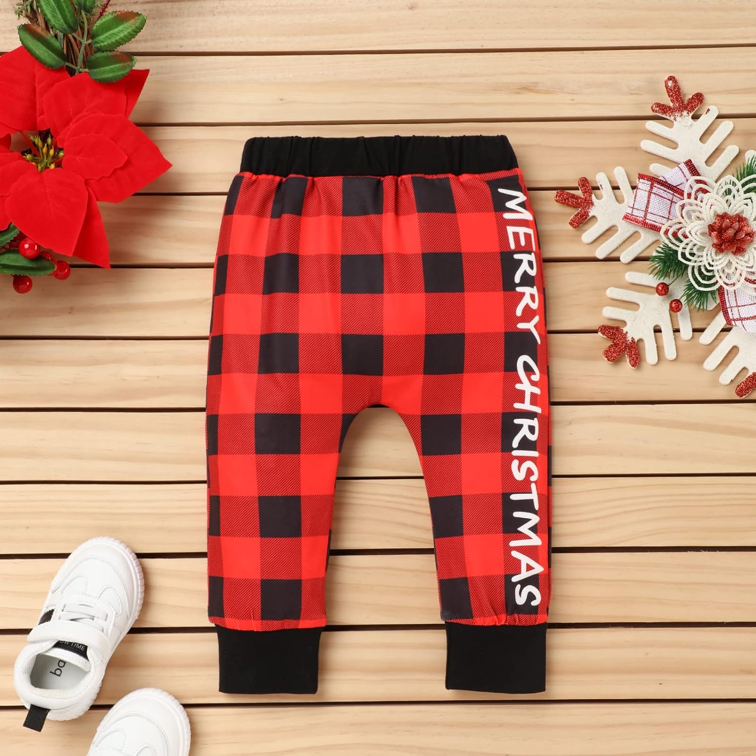 My 1st Christmas Infant Baby Boy Outfits Set Newborn Boy Hoodies Sweatshirt Red Plaid Romper+Pant clothing Set - Image 6