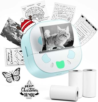 Yowell Print Pods Mini Printer, D21 Sticker Printer with 3 Rolls Thermal Sticker Paper, Sticker Maker Machine for Study Notes, Memo, To Do List, labels, DIY, Scrapbook, Birthday