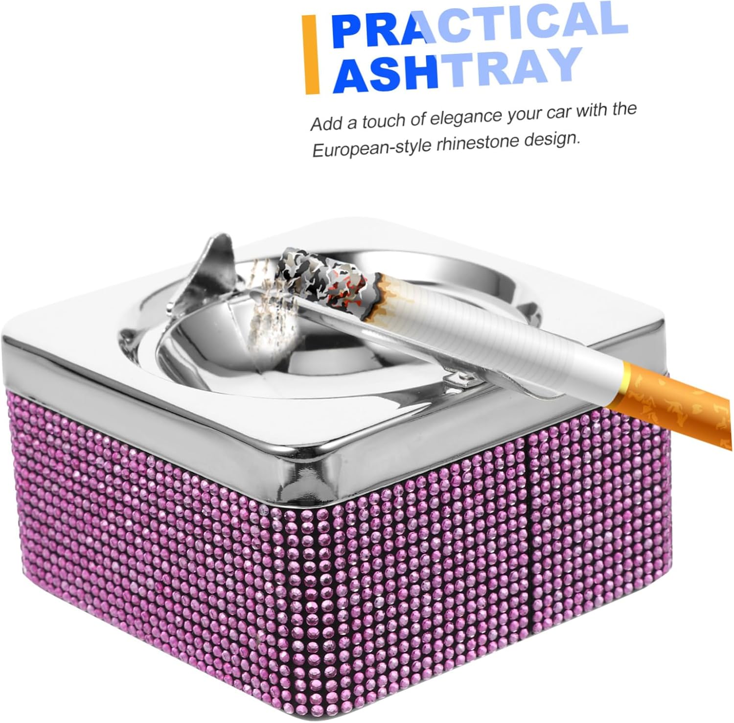 Automotive Decorative Ashtray Rhinestone Design Portable Outdoor Ash Tray for Cars Compact and Ashtray for Travel Elegant Finish