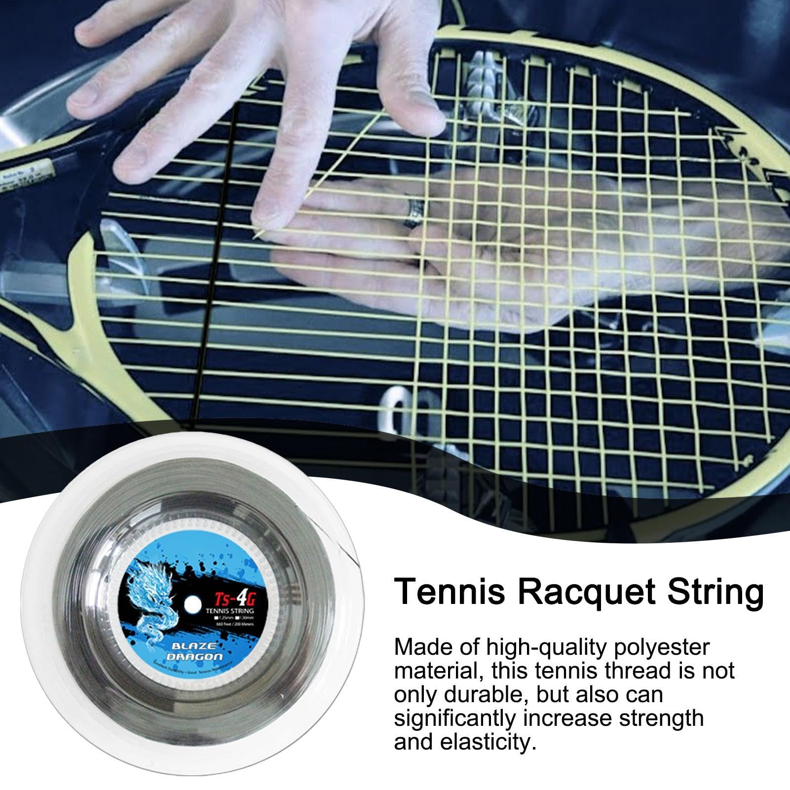 Corda per racchetta da tennis, Corda da tennis - Corda per racchetta da | tennis con grande 4G - Corda da tennis, filo rigido primario per pratica, filo per racchetta per persone con lesioni a