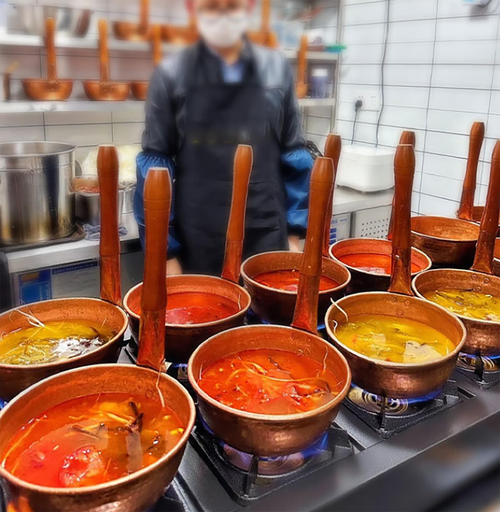 Cacerola de cobre de fondo plano, olla multifuncional para cocinar en estufas, sopas, calentar mantequilla y hacer caldo