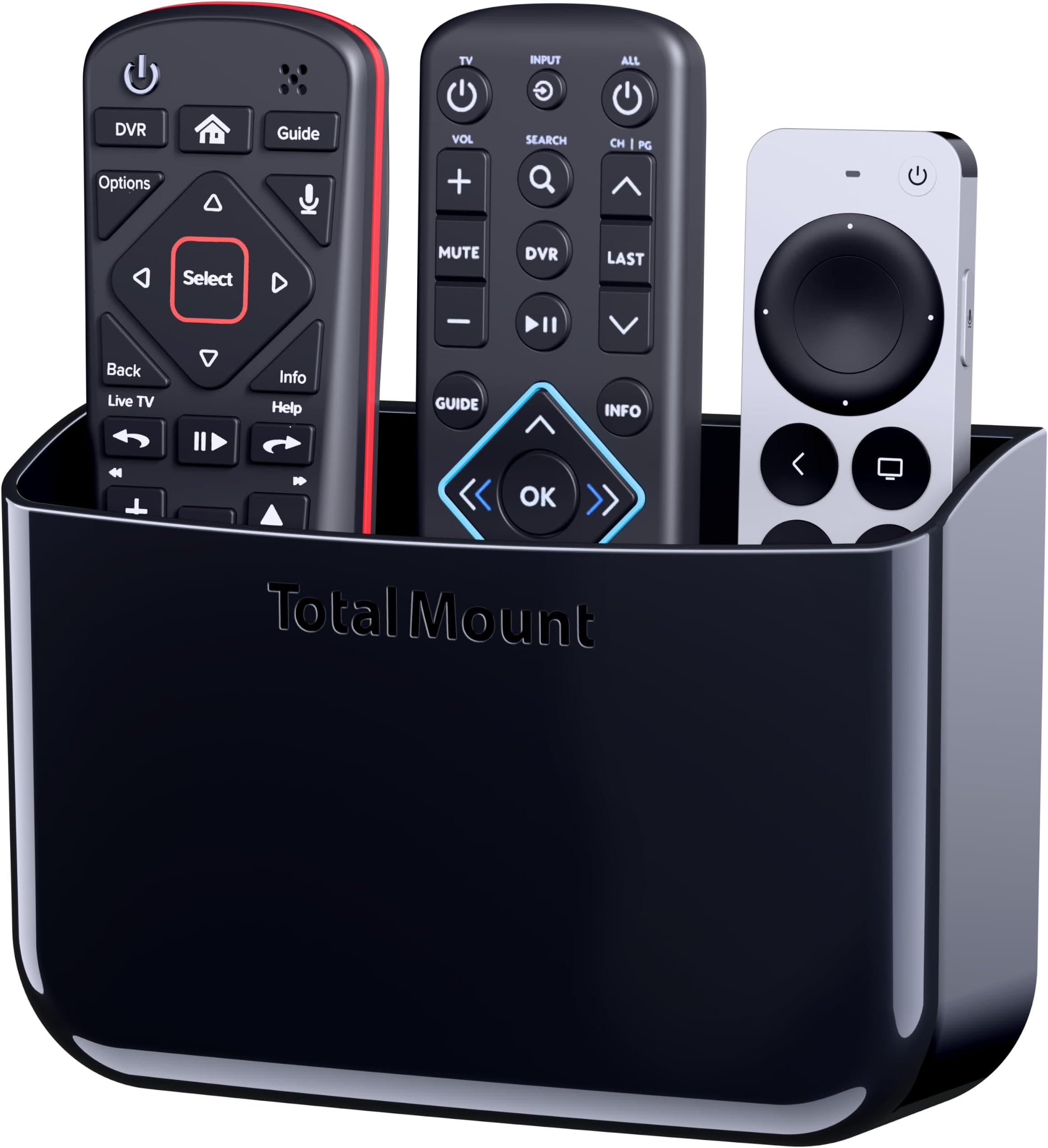 TotalMount Drop-Free Remote Holder – Removable Adhesive Strips – Black
