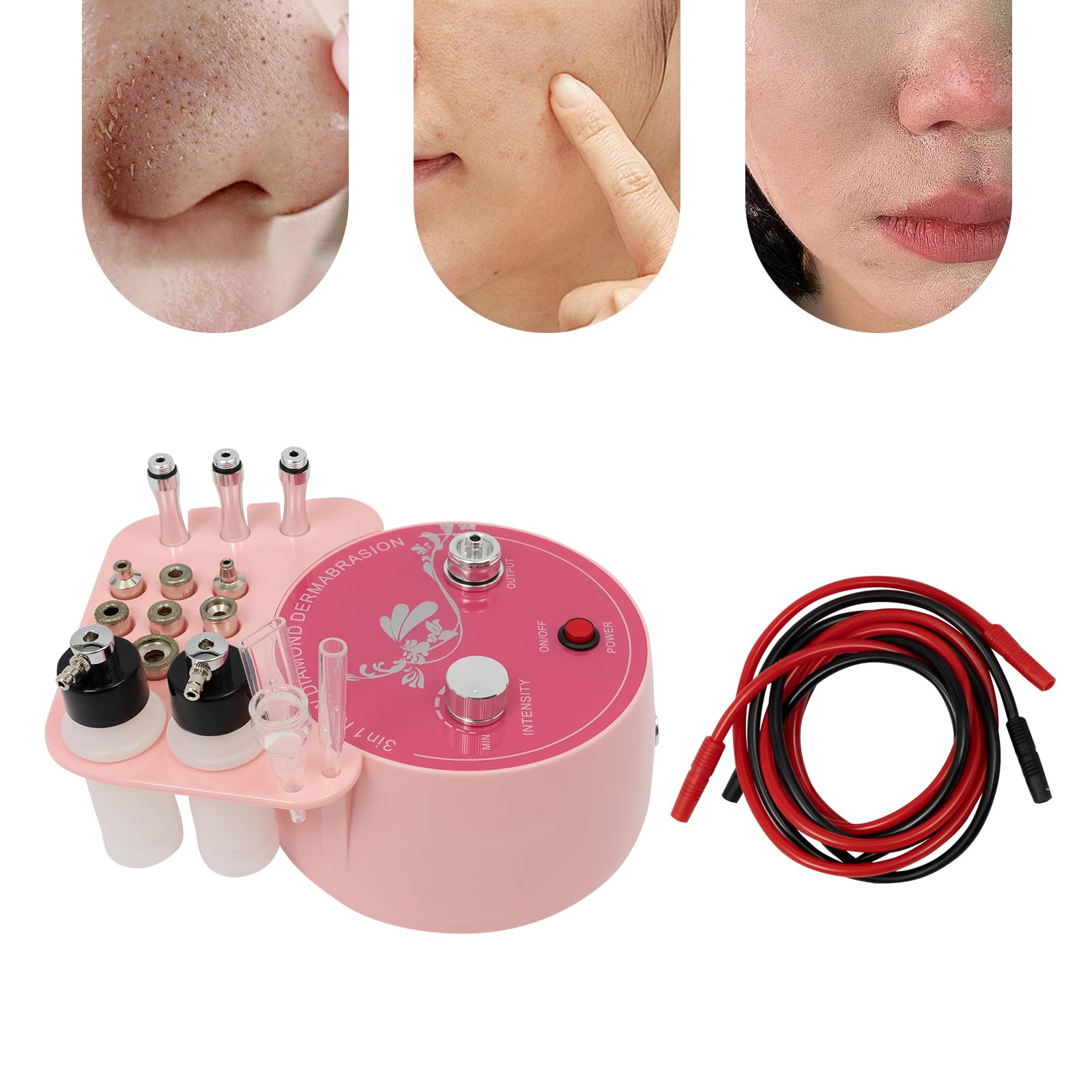 Microdermoabrasione diamantata 3 in 1 con 9 accessori e funzione spray | Dispositivo professionale per la cura del viso per una pulizia profonda ed esfoliante per uso domestico