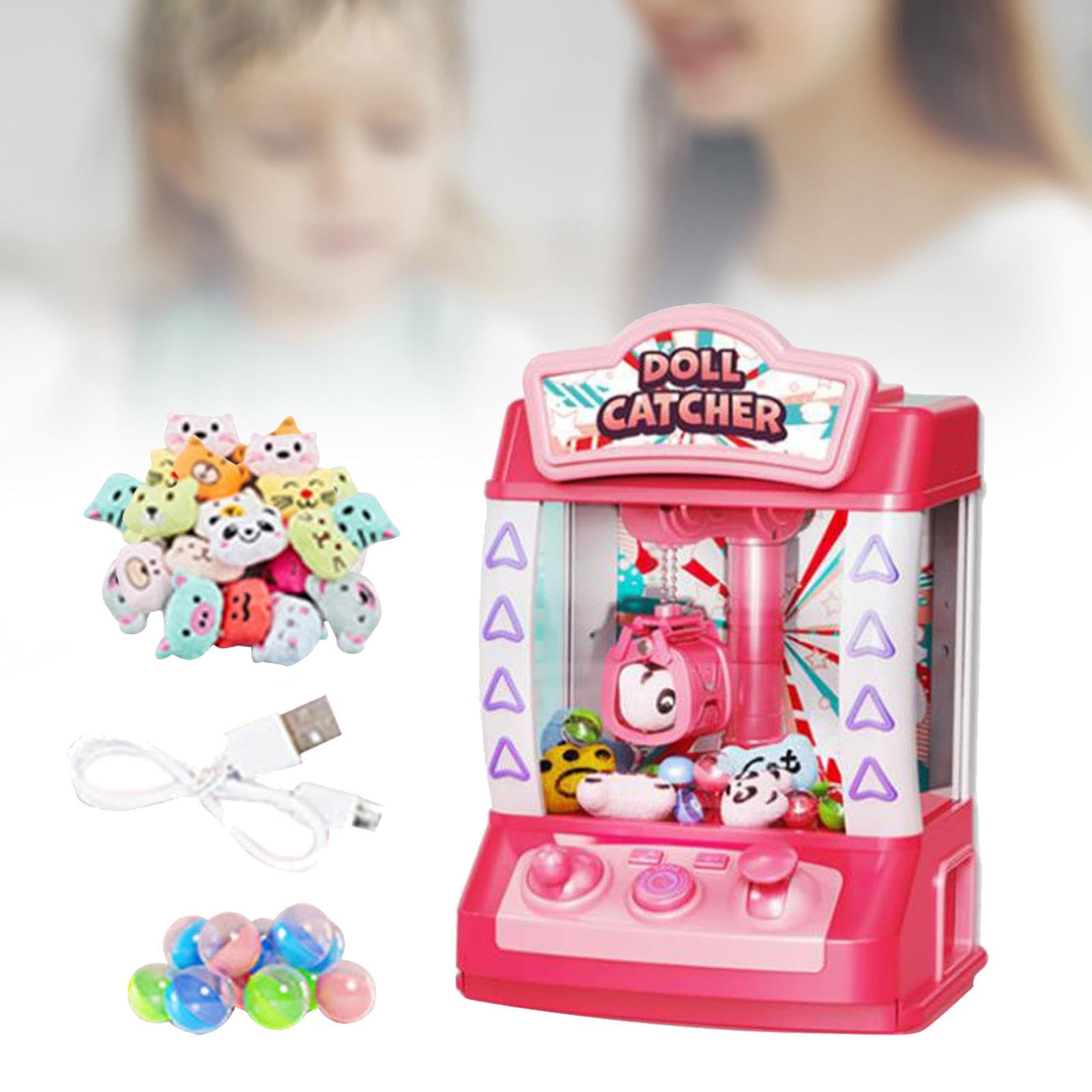 Macchina a Pinza Mini Distributore di Giocattoli Elettronici Arcade con Funzione Musicale per Bambini E Adulti Adatto per, Rosa 20 Bambole
