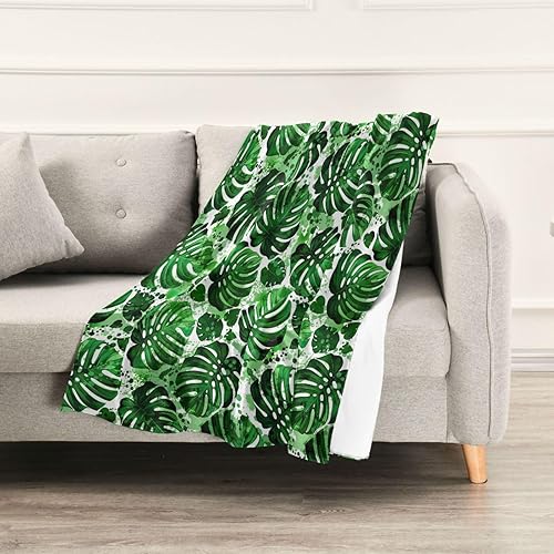 Miniatura 5 de Leaves Monstera Blots Microfiber Plush Blanket for Adults Kids, Comfy Spring Blanket for Couch Bed Office, 60x90 Inches Bed Blanket