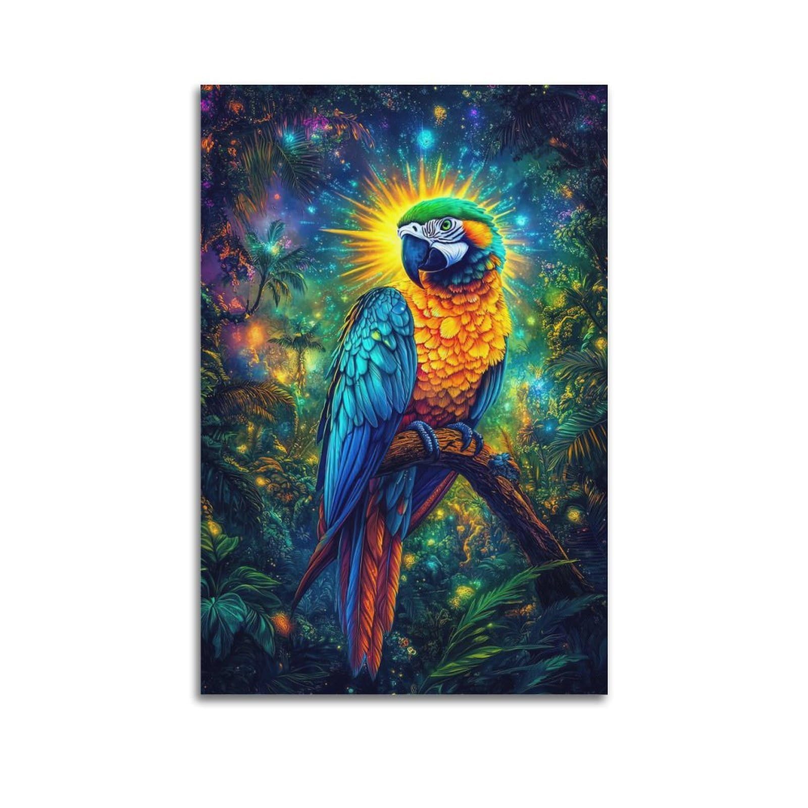 ZSZWHJ Animal Poster Parrot in The Forest Poster Decorative Painting Canvas Wall Posters And Art Picture Print Modern Family Bedroom Decor Posters 20x30inch(50x75cm)