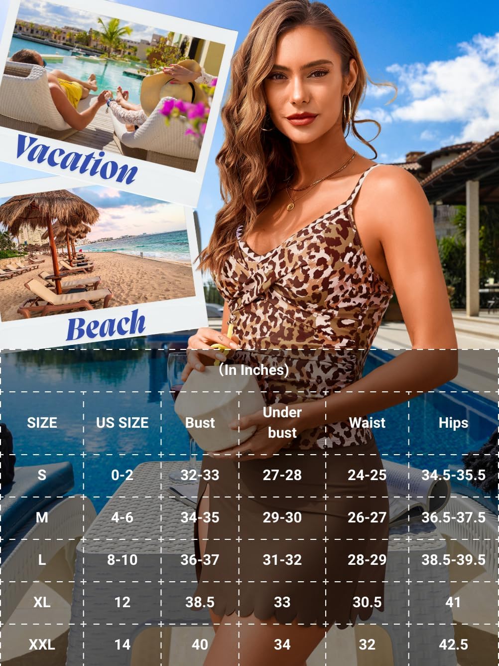 Tankinis with Skirt,Ruched Tankini Swimsuits for Women Tummy Control,2 Piece Bathing Suits Vacation Beach