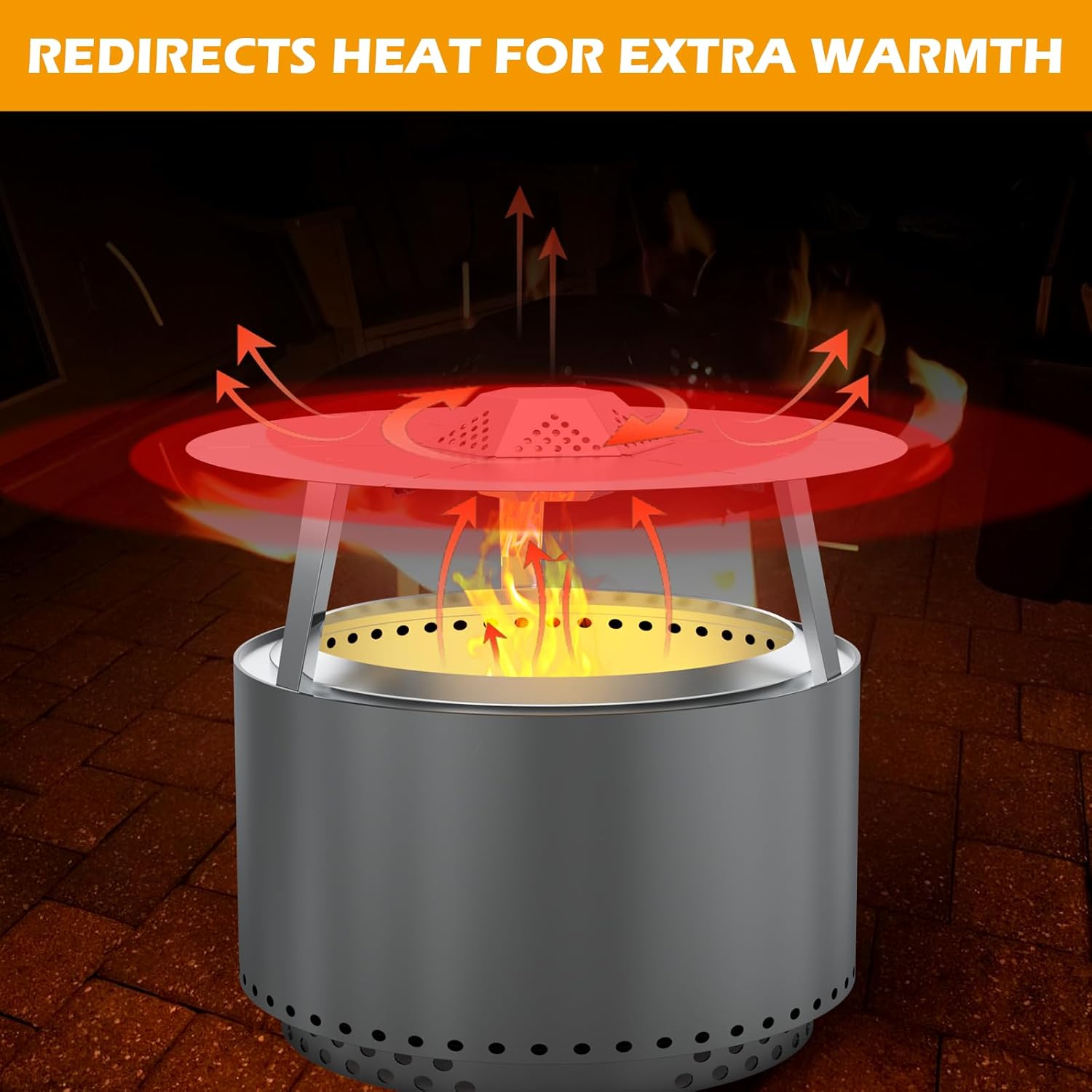 Heat Deflector for Solo Stove Yukon 27" Accessories 304 Stainless Steel Heat Diffuser for Firepit Captures and Redirects Warmth with Handle and Legs for Outdoor