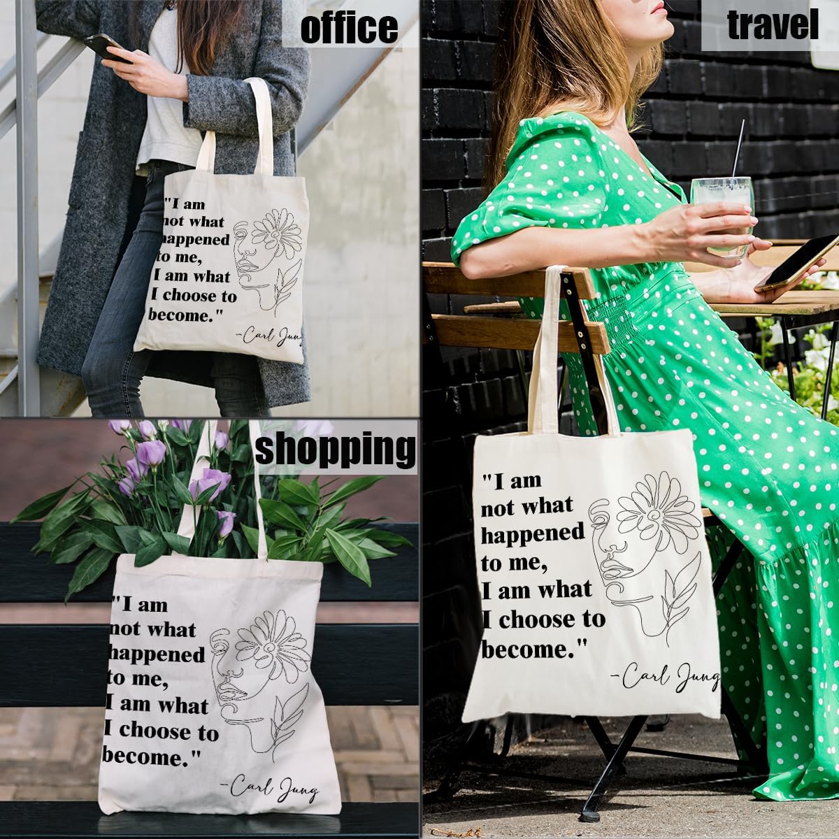 Mental Health Tote Bag for Women, Psychology Gifts for Counselor Therapist Canvas Tote Bag Double-Sided Print - Image 2