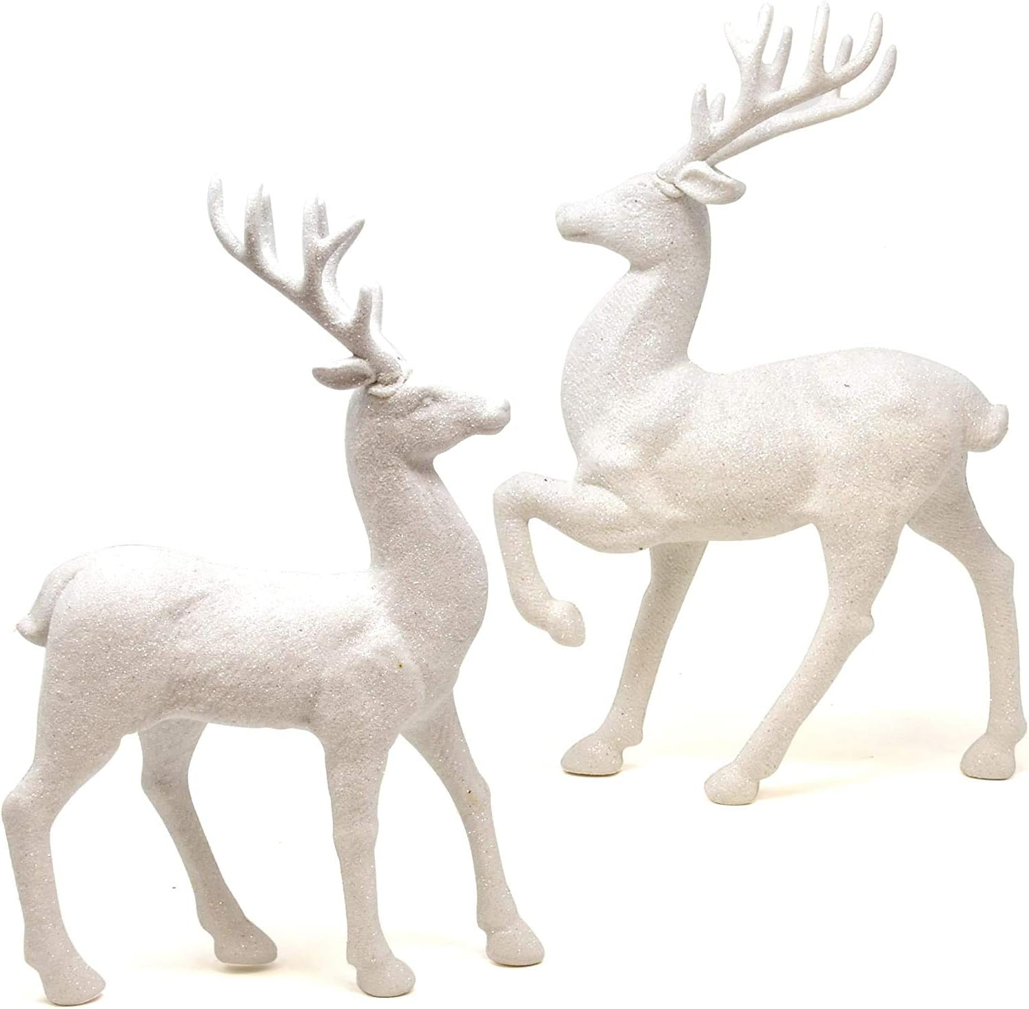 Gift Boutique 2 Holiday Reindeer Figures 12.5 Inches Silver Glitter Table Decorations for Dinner Party Coffee Merry Christmas Deer Decor Happy Holiday Centerpiece