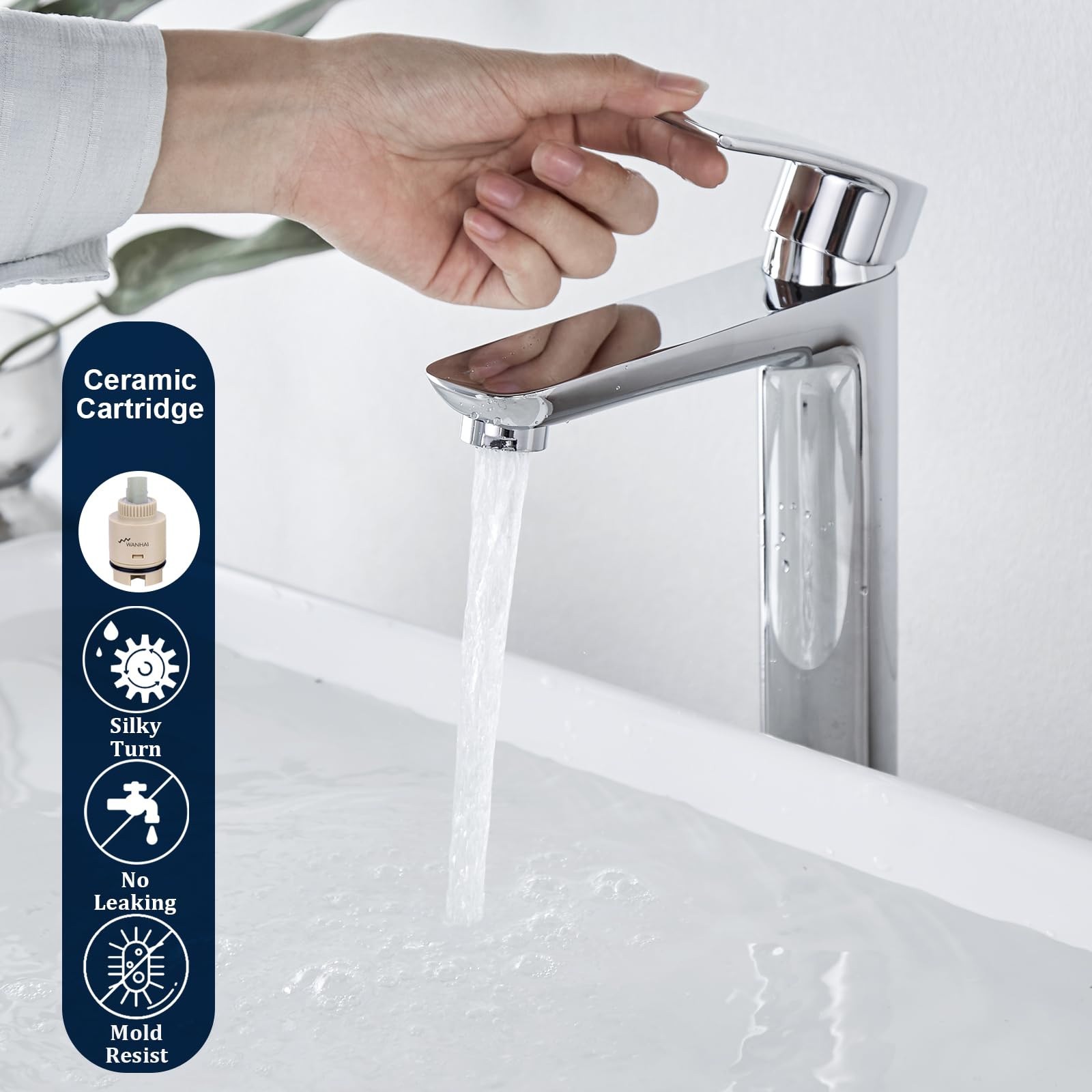 922L - Rubinetti miscelatore per lavabo, monoblocco moderno, in ottone cromato