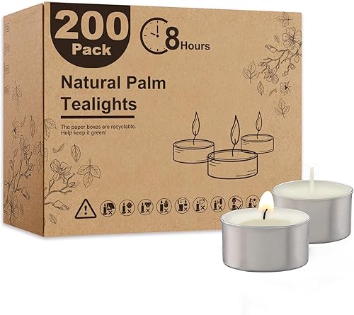 Miniatura 31 de Velas de té de palma sin perfume, paquete de 100 velas a granel, velas de té blanco de 4.5 horas de duración, sin parafina, sin humo, mini velas