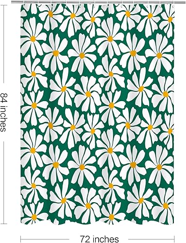 Miniatura 65 de Cortina de ducha floral de margaritas azules, cortina de ducha bohemia con flores de primavera para baño femenino, juego de cortina de ducha moderna