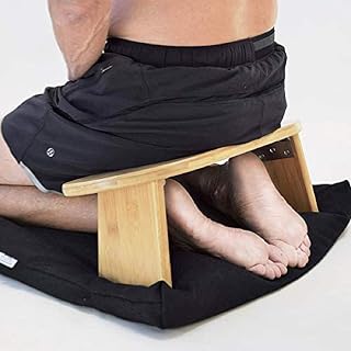 KRASS Portable Meditation Bench, Finished Bamboo, Folding Legs, Low Seat, Kneeling Alternative To Meditation Cushion For Yoga, Prayer, And Meditation,Collector88