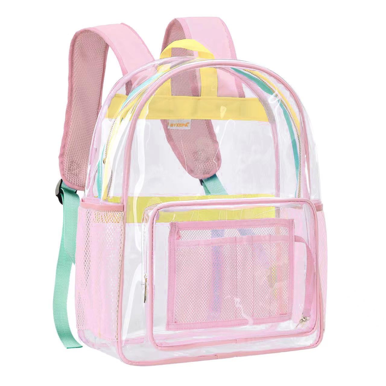 BYXEPA Clear Backpack Heavy Duty TPU See Through Transparent Backpack with Reinforced Strap & Large Capacity for Girls Women School College Workplace