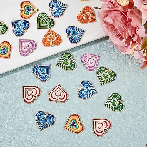 Miniatura 5 de SUPERFINDINGS Colgantes esmaltados de aleación de trébol de cuatro hojas, dijes de trébol de la suerte, 0.709 x 0.472 x 0.079 in, dijes de trébol