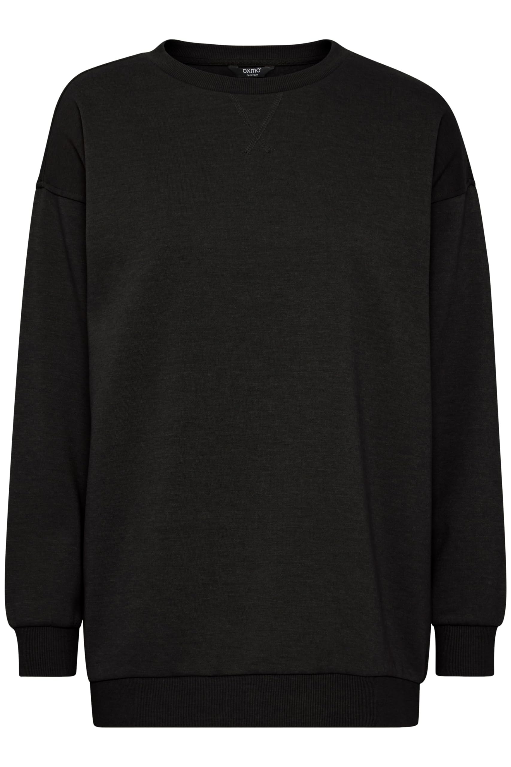 OXMO OXHillary Damen Langer Sweatshirt Pullover Longpullover mit runder Rippkragen Rippbündchen Baumwollmischung Loose fit