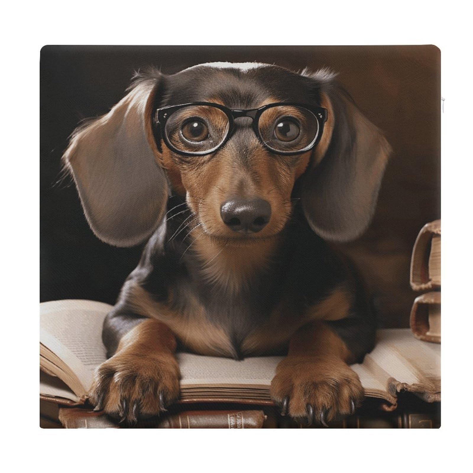 VstaDank Dachshund Book Chair Cushion for Dining Chairs Breathable Square Chair Pads Non-Slip Seat Cushions Memory Foam Pad Floor Pillow for Meditation Or Yoga 13.8”x15”