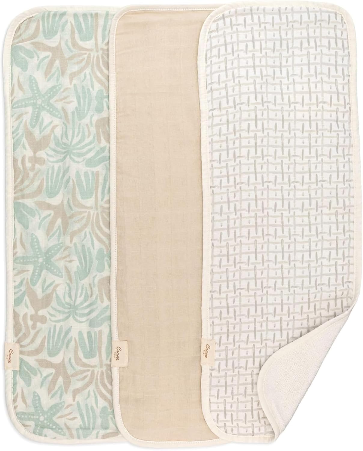 Crane Baby Muslin Baby Burp Cloths, Lightweight Absorbent Burp Cloth, Beach Life Starfish, Set of 3, 7” x 20”, Newborn Baby Essentials, Burp Cloths Baby Boy, Burp Cloths Baby Girl, Newborn Essentials Crane Baby Muslin Baby Burp Cloths, Lightweight Absorbent Burp Cloth, Beach Life Starfish, Set of 3, 7” x 20”, Newborn Baby Essentials, Burp Cloths Baby Boy, Burp Cloths Baby Girl, Newborn Essentials