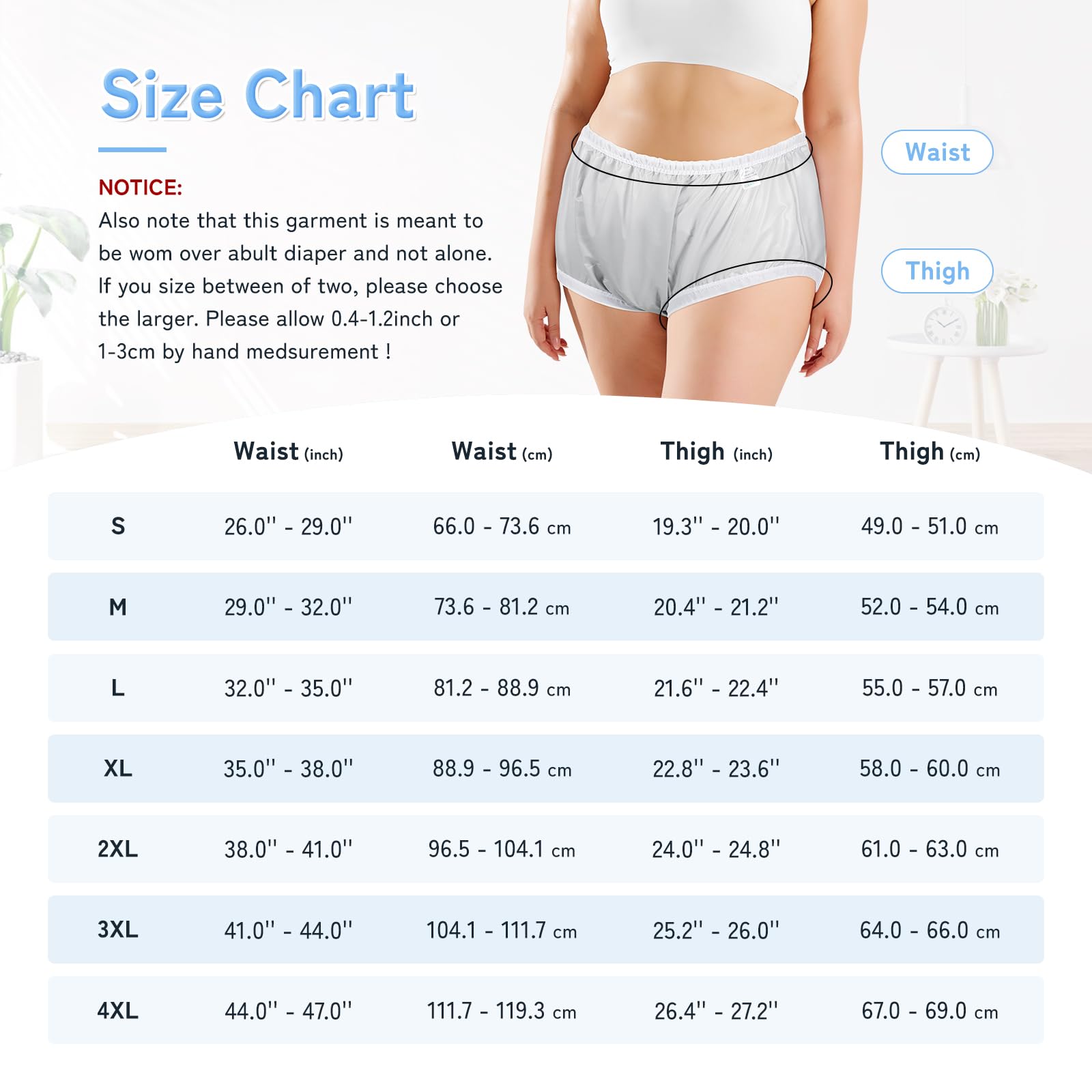 2PCS Carer Adult Diaper Covers Noiseless Incontinence Protective Briefs for Incontinence Leak Protection Plastic Pants Cover Unisex