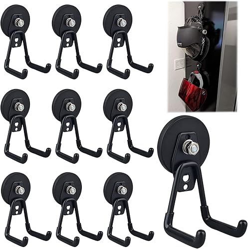 ULIBERMAGNET Ganchos magnéticos resistentes para garaje, paquete de 10 ganchos magnéticos grandes y fuertes para taladros eléctricos, herramientas