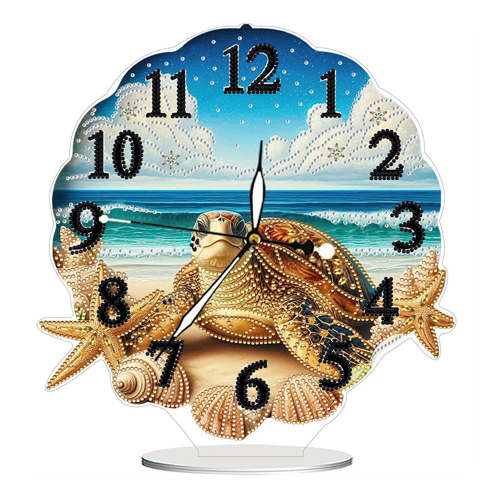 Sea Turtle Diamond Art Clock Kits, Personalized Style Clock, Acrylic Special Shape 5D Diamond Painting Clocks Art Craft Diamonds Painting Clocks Handicraft Diamonds Kit For Adults Beginners