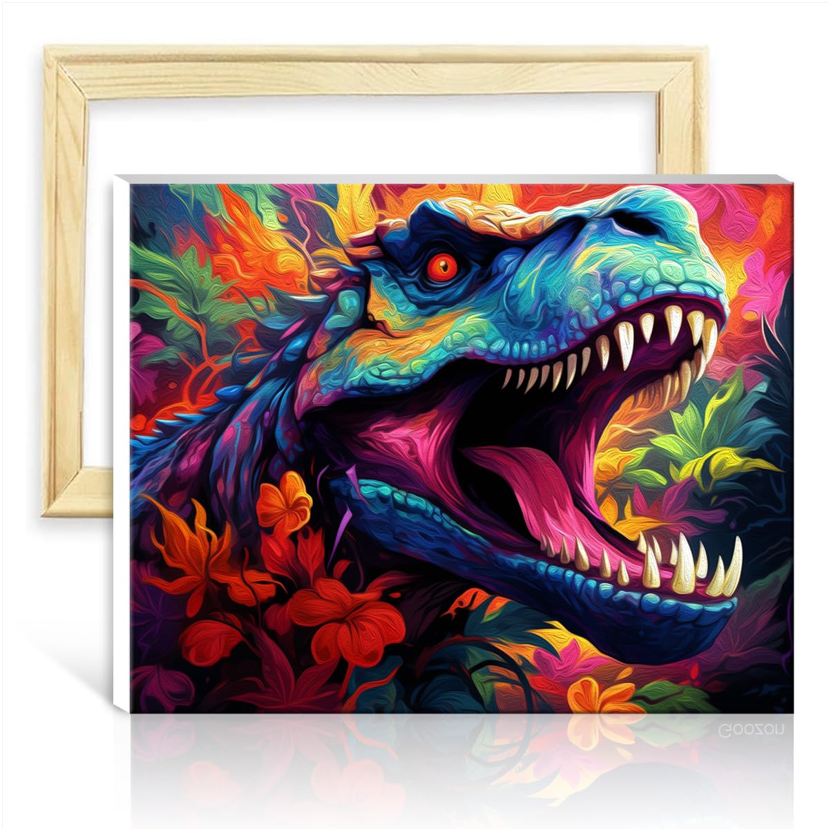 TANGFEIY Paint by Number Paintting Dinosaur DIY Beginners Acrylic Paint by Numbers Acrylic Number with Paintbrushes Creative Style Arts Crafts with Frame(40x50cm)