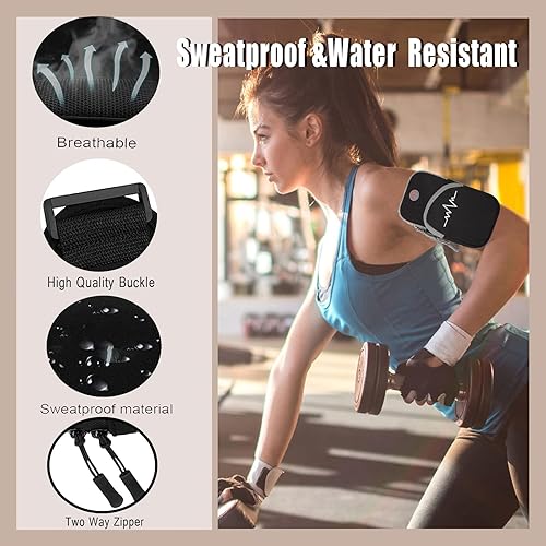 Miniatura 5 de Bolsa de brazo para teléfono deportivo a prueba de sudor, brazalete para correr, con correa ajustable para el brazo, para fitness, correr (negro)