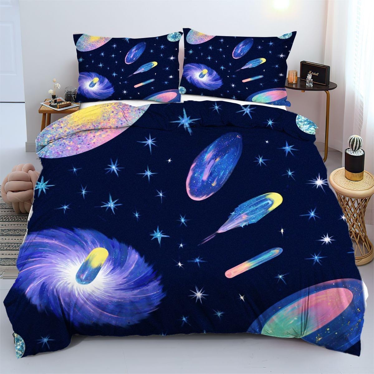 Linge de lit enfant 140x200 cm étoiles colorées de haute qualité a27303