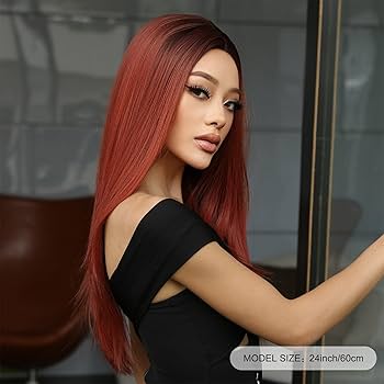 Amazon.co.jp: ウィッグ 24 インチ/60 センチメートルロング赤茶色