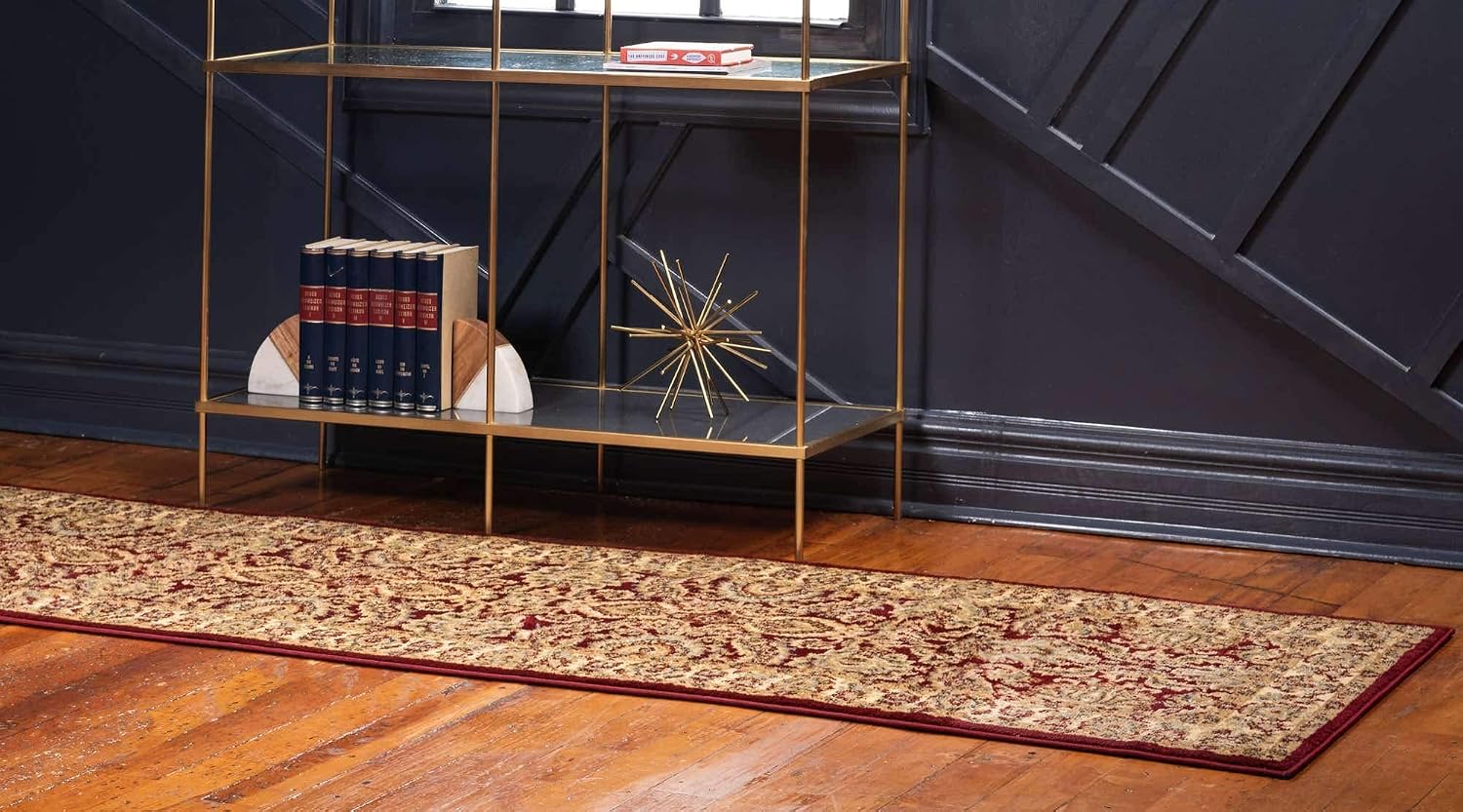 Unique Loom Voyage Collection Area Rug - Asheville (2' 7" x 10' Runner Red/Cream)