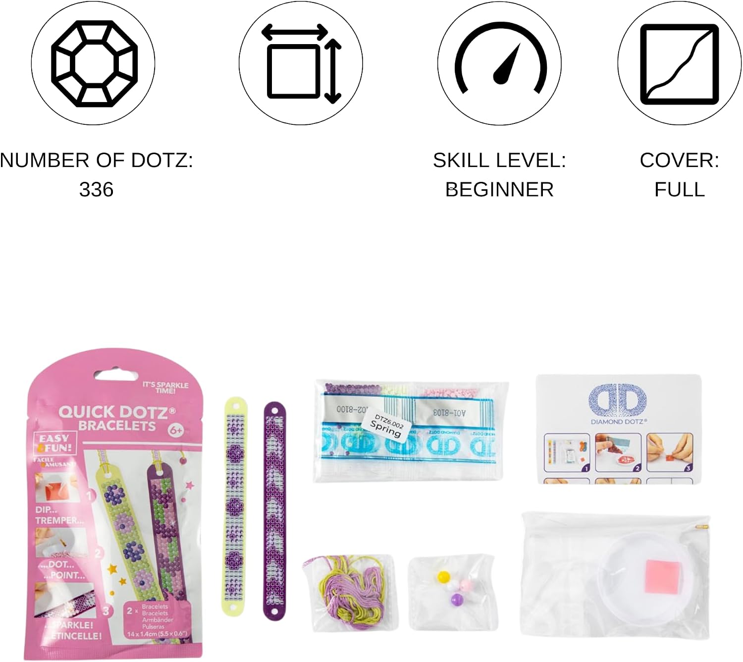 DIAMOND DOTZ Dotzies Spring Bracelet Diamond Painting Kits for Kids - Diamond Art Kits a Relaxing Creative Craft Kit with Dotz Gems