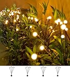 4Count Solar Lights Outdoor Waterproof IPX5, Solar Garden Lights Wind Swaying Lights, Firefly Light Outdoor Solar, Outdoor Christmas Lights, for Yard Lawn Pathway Decoration Lighting, WarmYellow