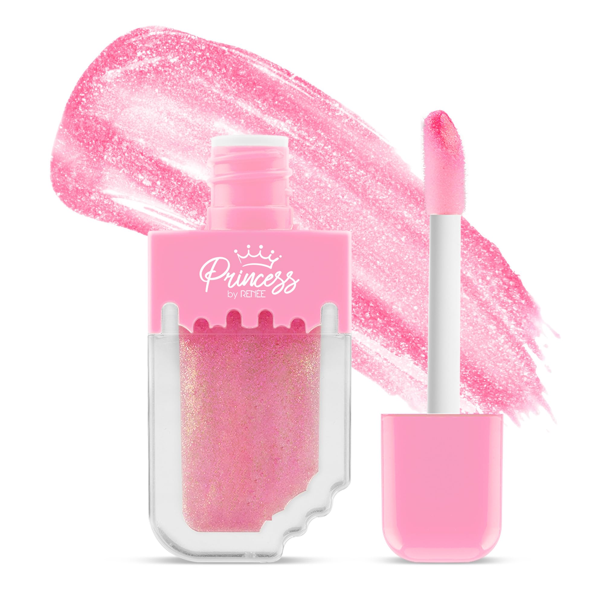 Princess By RENEE Sugar Sparkles Colour Changing Lip Gloss | For Pre-Teens | PH-Activated | Lightweight | Non-sticky & Non-Drying Formula with Shimmery Effect | For Soft & Supple Lips | Vitamin E Infused | 4 Ml