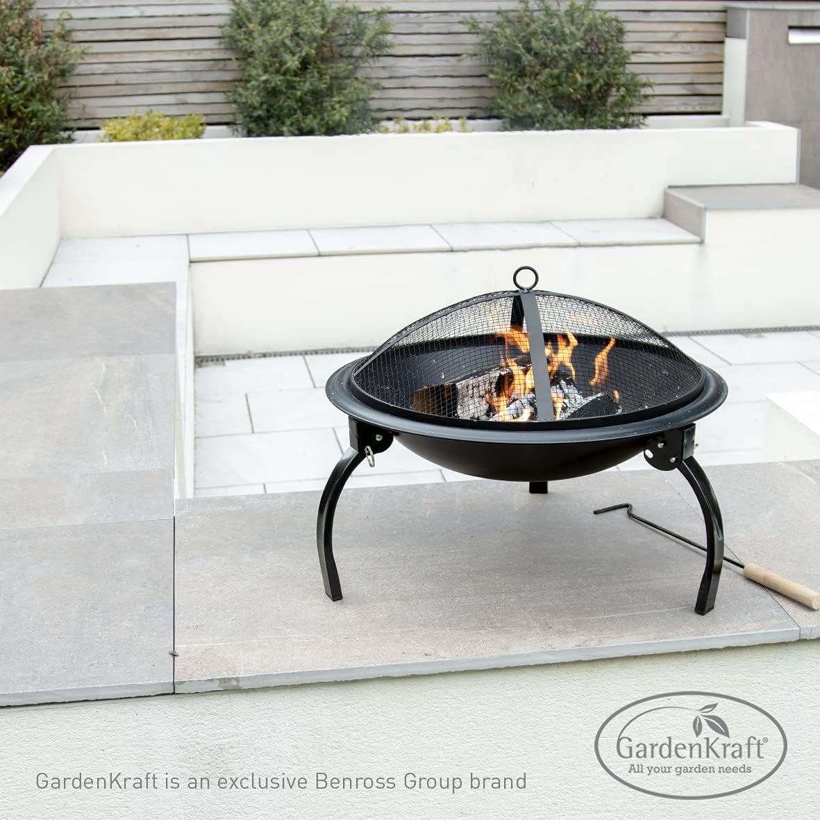 19589 22" BBQ Grill and Firepit/Featuring Mesh Cover, Wooden Handled Stoker & Folding Legs/Lightweight & Portable/Picnics, BBQ’s, Camping