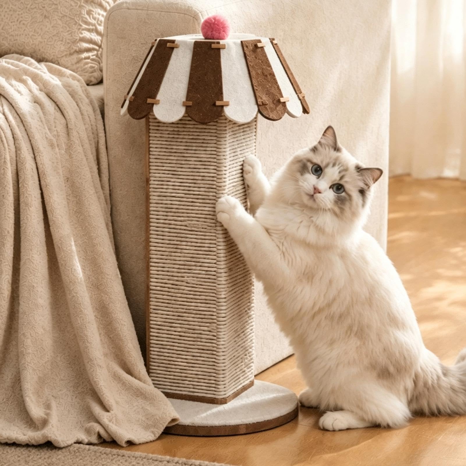 Rascador vertical grande de sisal para gatitos, 55 cm de alto | Rascador de esquina para gatos, para estirar el cuerpo, protección de muebles, esquina de pared