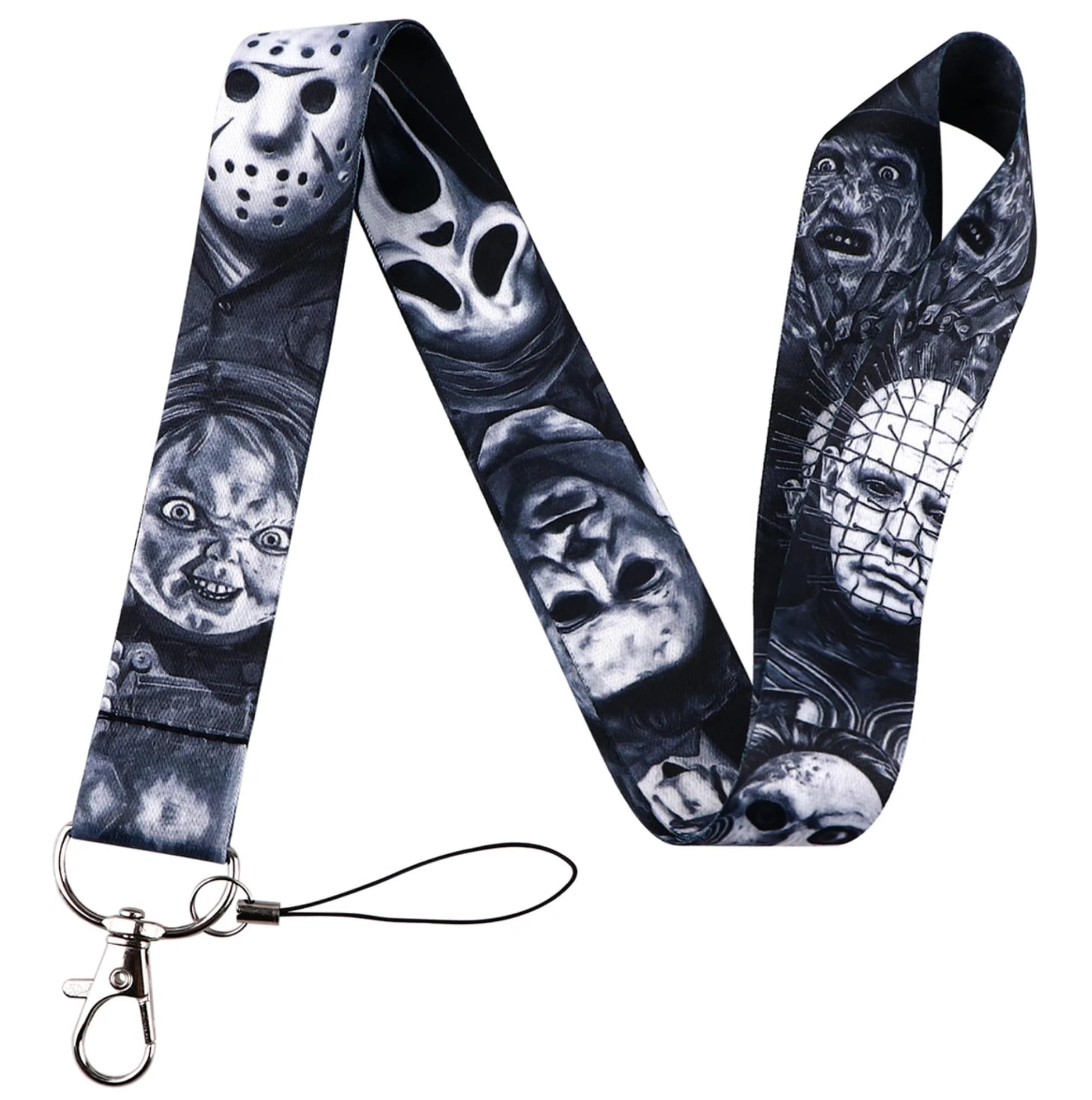 Pinstant Freddy Nightmare Elm Street Jason Friday 13th Halloween Michael Myers Saw Jigsaw Chucky Horror Show Movie Film 17.7" Neck Lanyard Keychain Holder ID Badge Mobile Phone Pin Strap