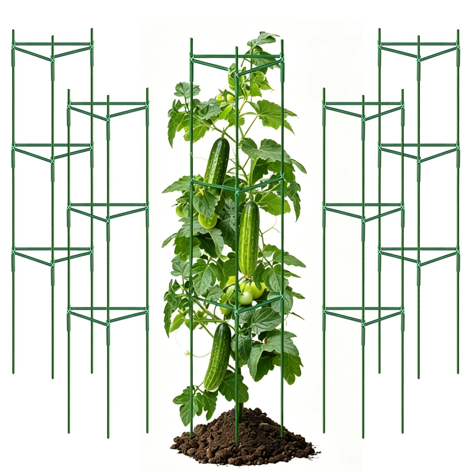 Soporte para plantas de tomates en metal ajustable pack de 4 de 130 cm