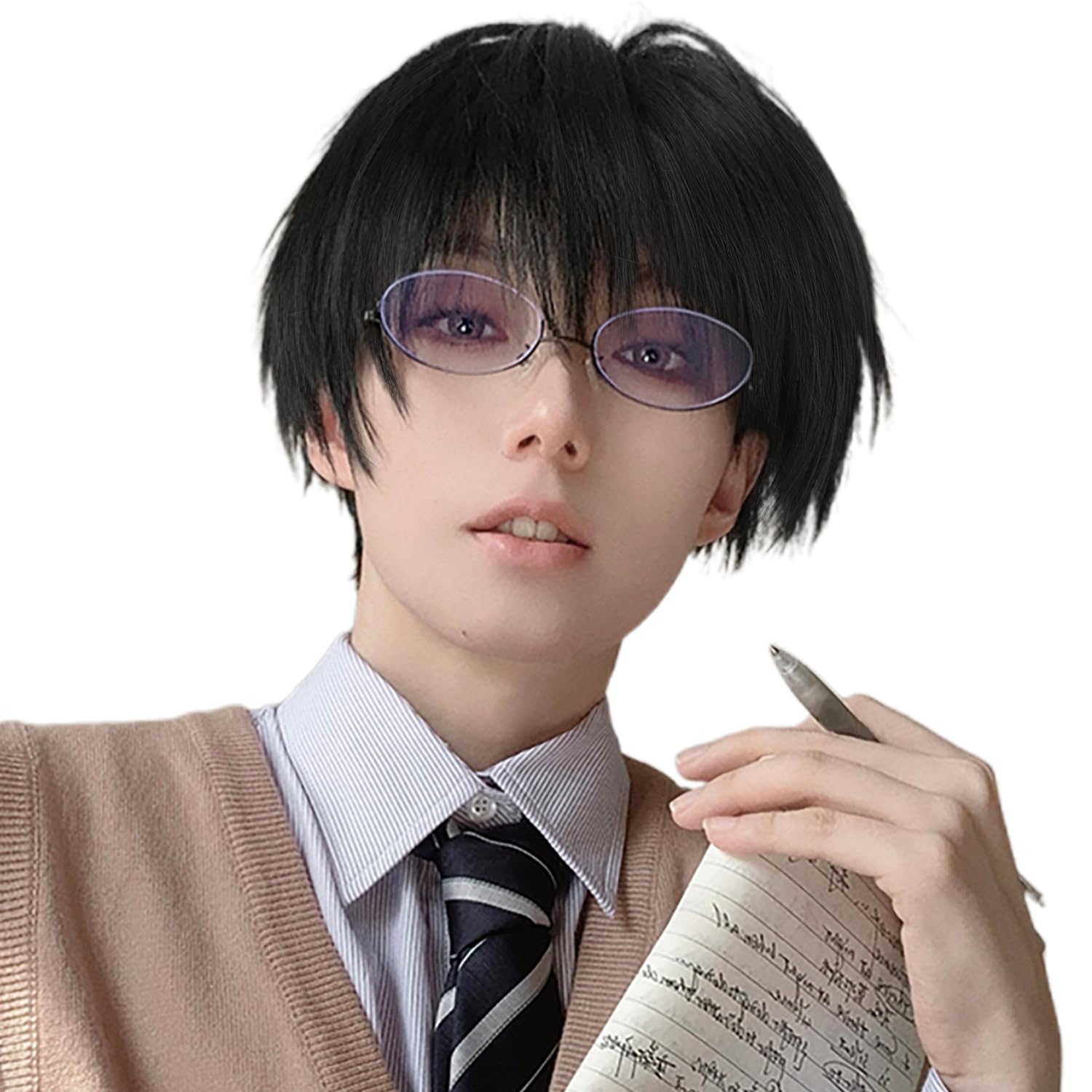 あ*そ様 黒 ミャクミャク 座り＆立ち　ペアセット QOS】 黒シャドーストライプジャケット スリム LES MUES セット