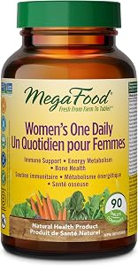 MegaFood Women's One Daily - Whole Food Based Multivitamins for Women Under 40, Vitamin C, Vitamin D, Iron, Vitamin B12, Optimal Health and Wellbeing Support- Convenient Once-a-Day Tablet- 90 Tablets