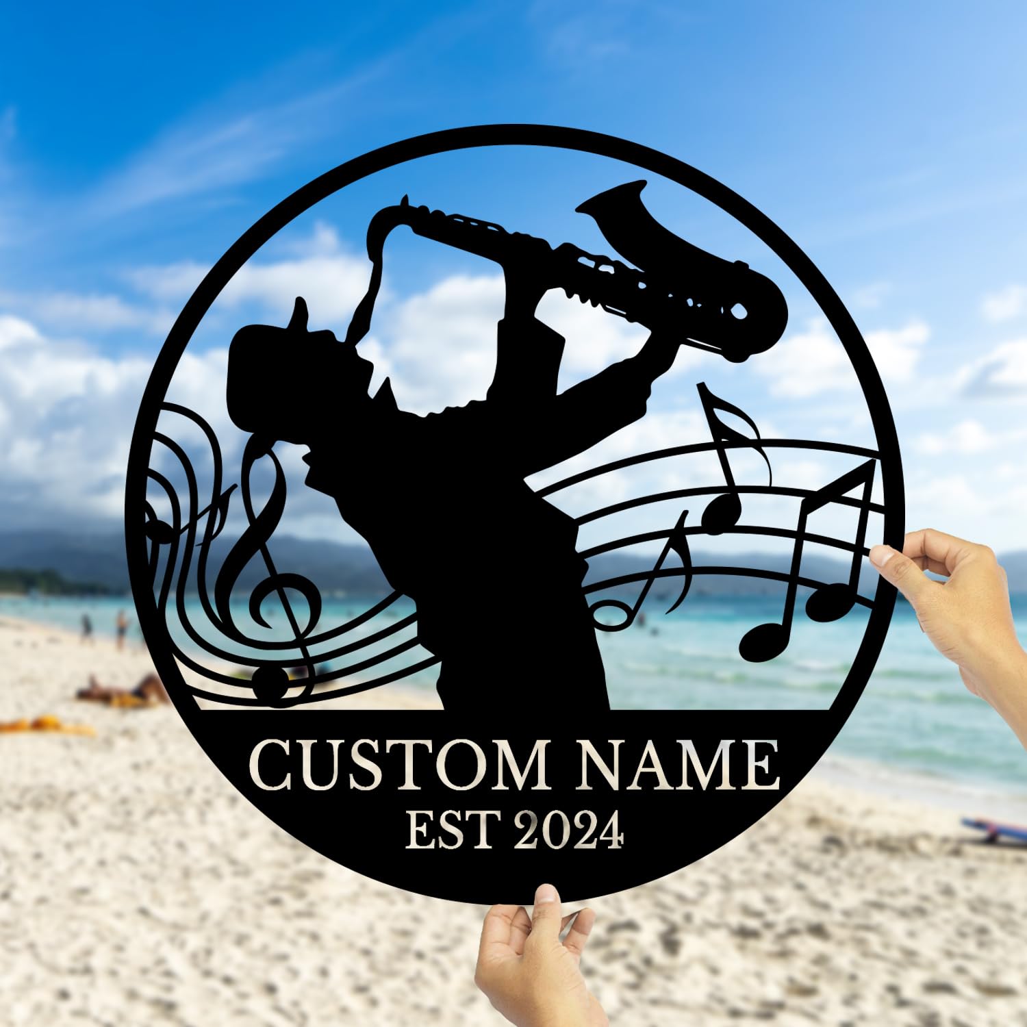 Personalized Custom Saxophone Metal Wall Decoration, Saxophone Name Sign, Saxophone Player Gift, Band Room Decor, Custom Musical Gift (Saxophone C)