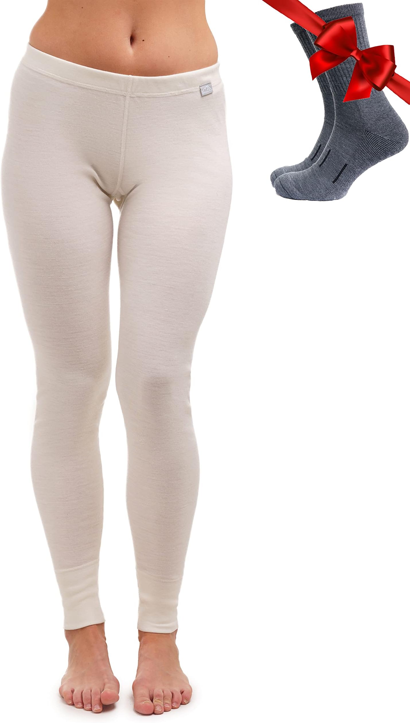 Merino Wool Base Layer Women Pants 100% Merino Wool Leggings Heavyweight, Midweight, Lite Thermal Underwear Bottom and Socks