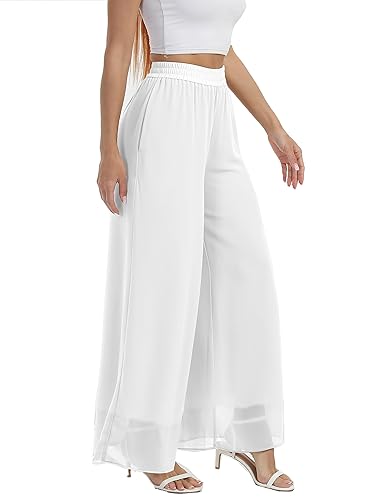 zsangbee Women's Wide Leg Palazzo Pants Chiffon Flowy Loose Party