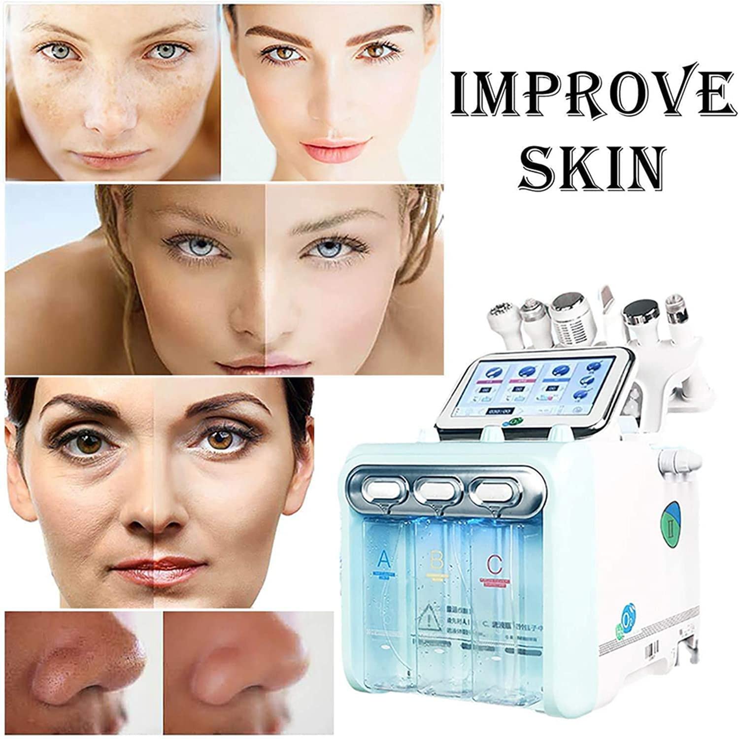 Hidrógeno y oxígeno Máquina de Belleza, 6-en-1 Profesional Diamante microdermabrasión máquina Peeling Agua Hydro dermoabrasión RF depurador HydraFacial Máquina