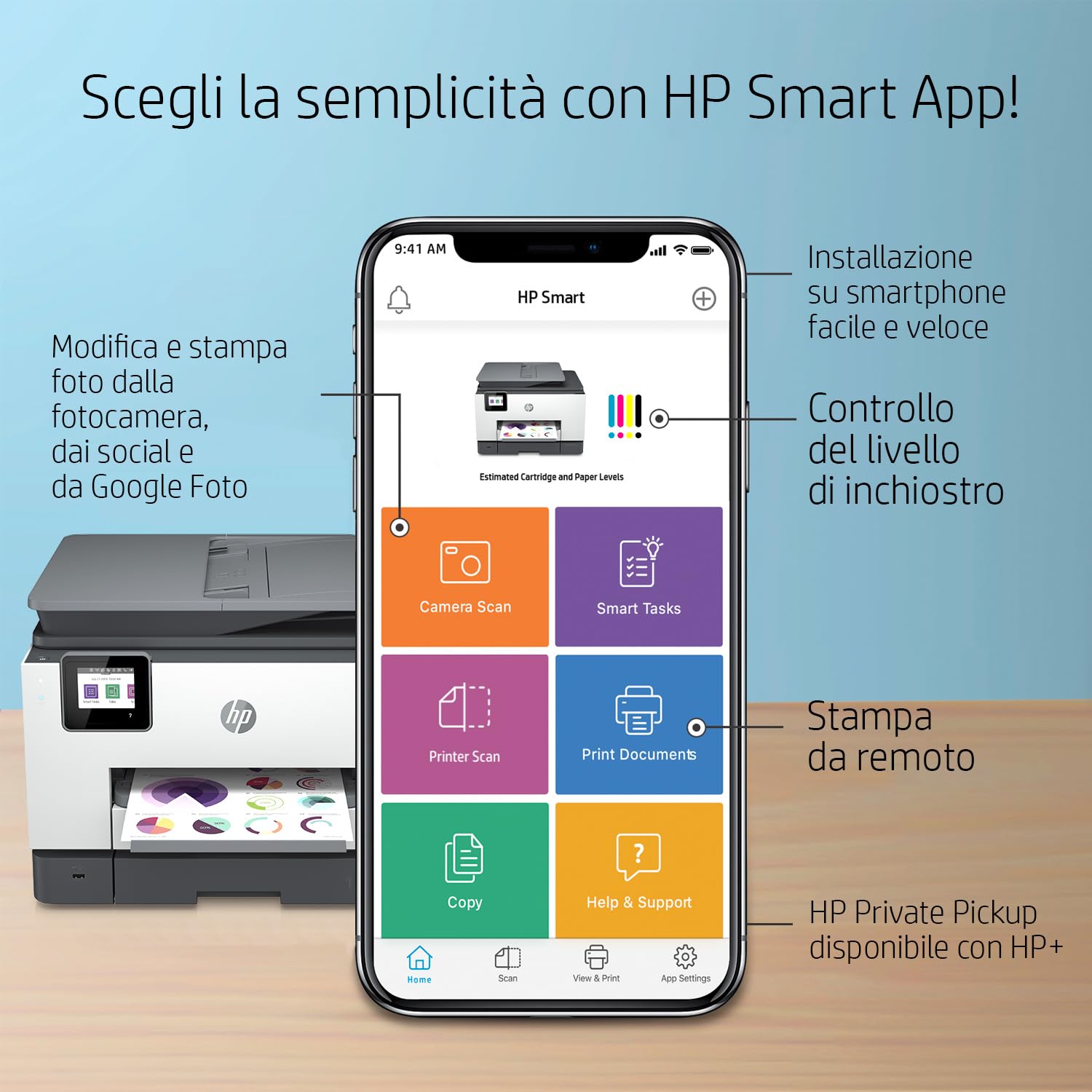 HP OfficeJet Pro 9022e 226Y0B, Stampante Multifunzione a Getto d'Inchiostro A4 a Colori, Fronte e Retro Automatico, 24 ppm, Wi-Fi, 6 Mesi di Inchiostro Instant Ink Inclusi, Nera